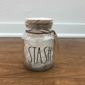 Rae Dunn STASH glass jar